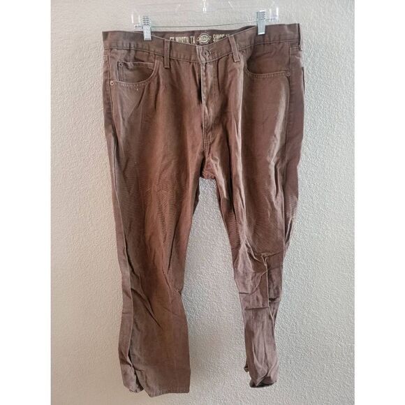 Dickies Men's Brown Zip Fly Relaxed Fit Straight Leg Jeans Size 38x30 - Picture 1 of 4